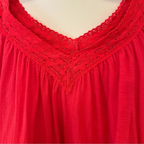 Studio by JPR bright coral bell sleeve V-neck flowy cotton blouse. Women’s Small - Picture 3 of 6